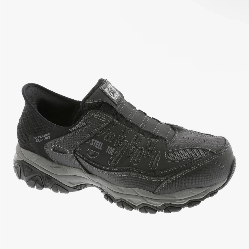 Skechers STEEL TOE Men’s Size 7 ‎ Black Slip-On Loafers